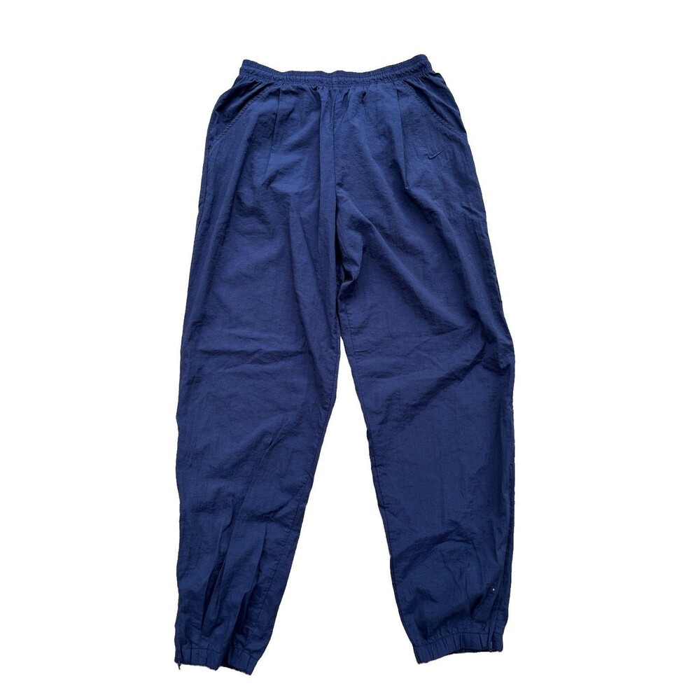 Nike Men's Vintage 90s Nylon Windbreaker Track Pants Size Large, Blue, Ankle Zip